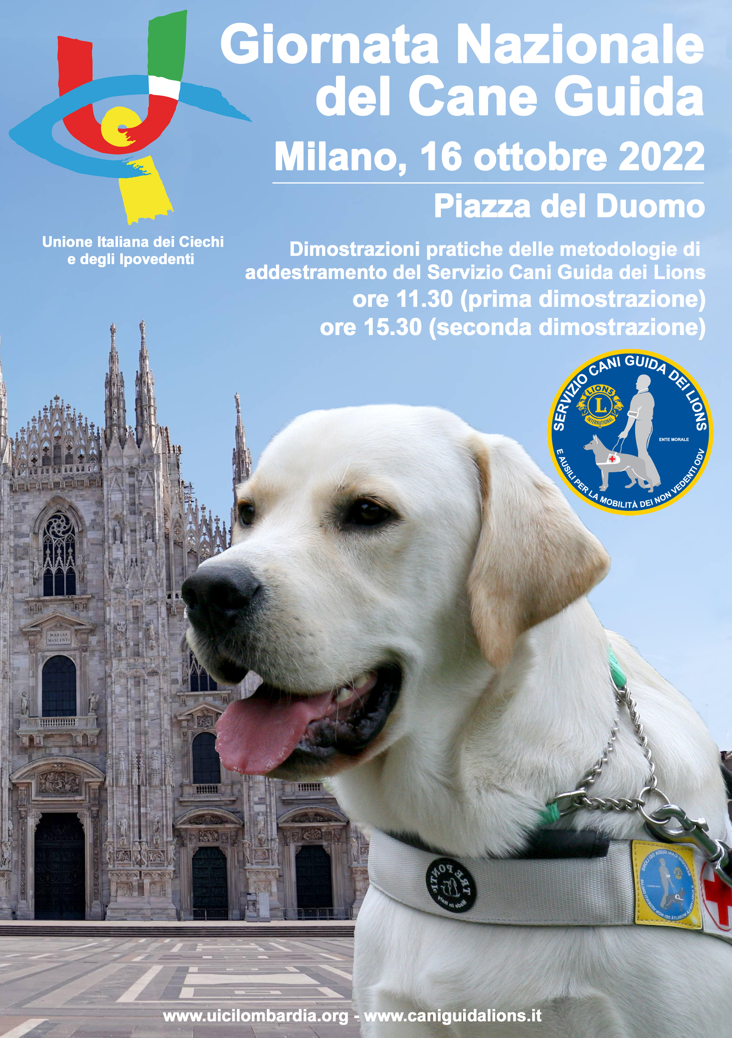 Giornata Nazionale del Cane Guida, domenica 16/10/2022 in piazza Duomo a Milano